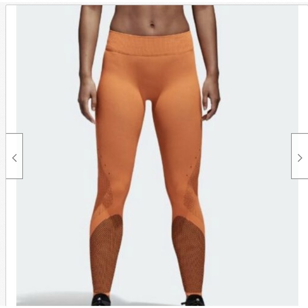 Adidas Leggings Womens Small Orange Warp‎ Knit Seamless High Rise CD3120